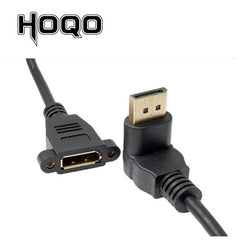 Displayport 90 Degree Male to Female Displayport Extender extension Cable with Panel Mount Socket Display port DP v 1.2 Cord 1ft