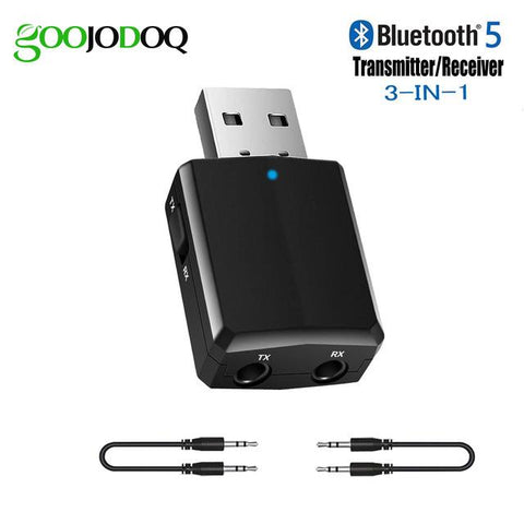 USB Bluetooth 5.0 Transmitter Receiver 3 in 1 EDR Adapter Dongle 3.5mm AUX for TV PC Headphones Home Stereo Car HIFI Audio