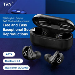 TRN T200 Bluetooth 5.0 Aptx Wireless Earphones Noise Reduction Earpiece Hybrid Drivers True Wireless Earbuds QCC3020 TWS Headset