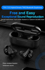 TRN T200 Bluetooth 5.0 Aptx Wireless Earphones Noise Reduction Earpiece Hybrid Drivers True Wireless Earbuds