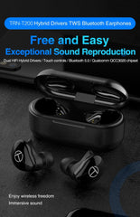 TRN T200 Bluetooth 5.0 Aptx Wireless Earphones Noise Reduction Earpiece Hybrid Drivers True Wireless Earbuds QCC3020 TWS Headset