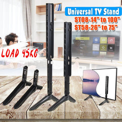 14-100 inch Universal Table TV Stand Base LCD Flat Screen Table Top Pedestal Mount Iron Easy Installaation Load Up to 45KG